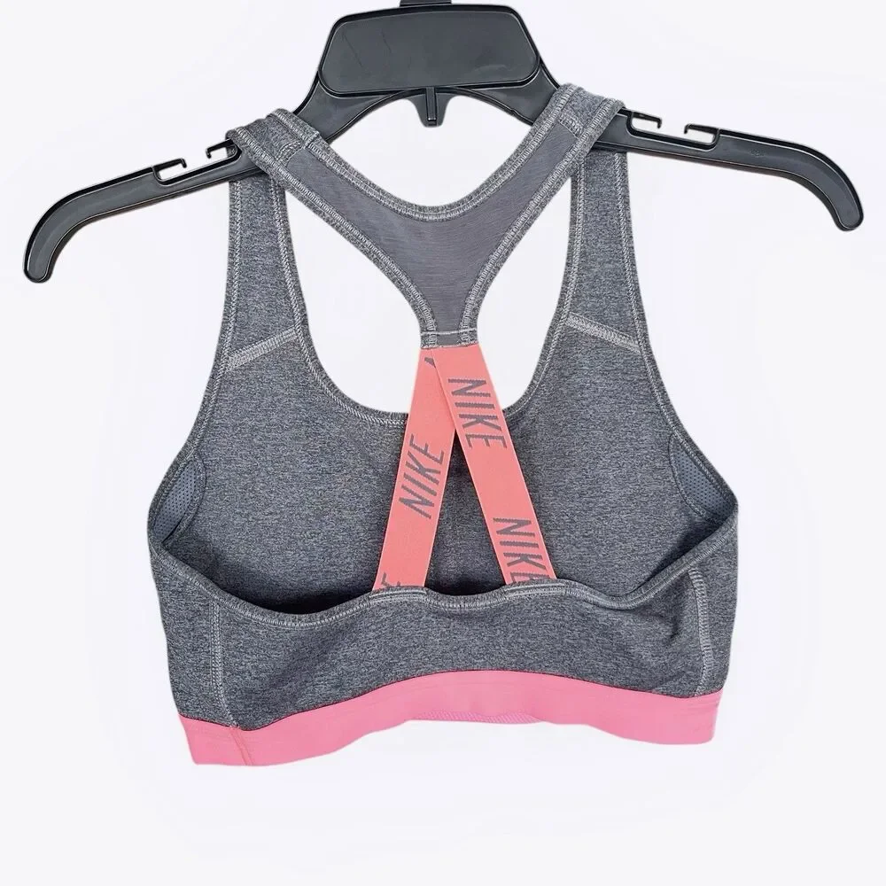 Nike Womens Sports Bra Sz Medium Crop Top Logo Workout Activewear Gym Running